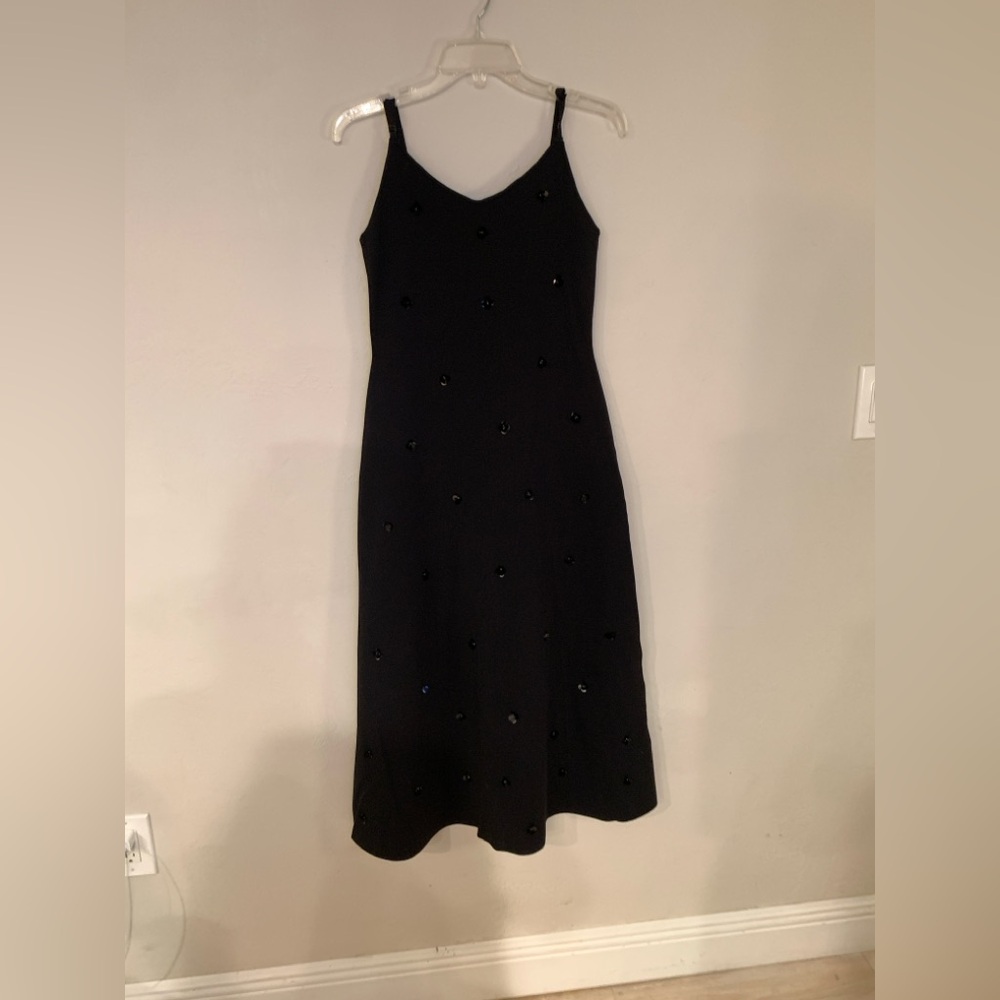 Endless Rose Black Beaded Flower Midi Slip Dress NWT retail $165 large no flaws